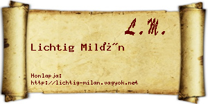 Lichtig Milán névjegykártya